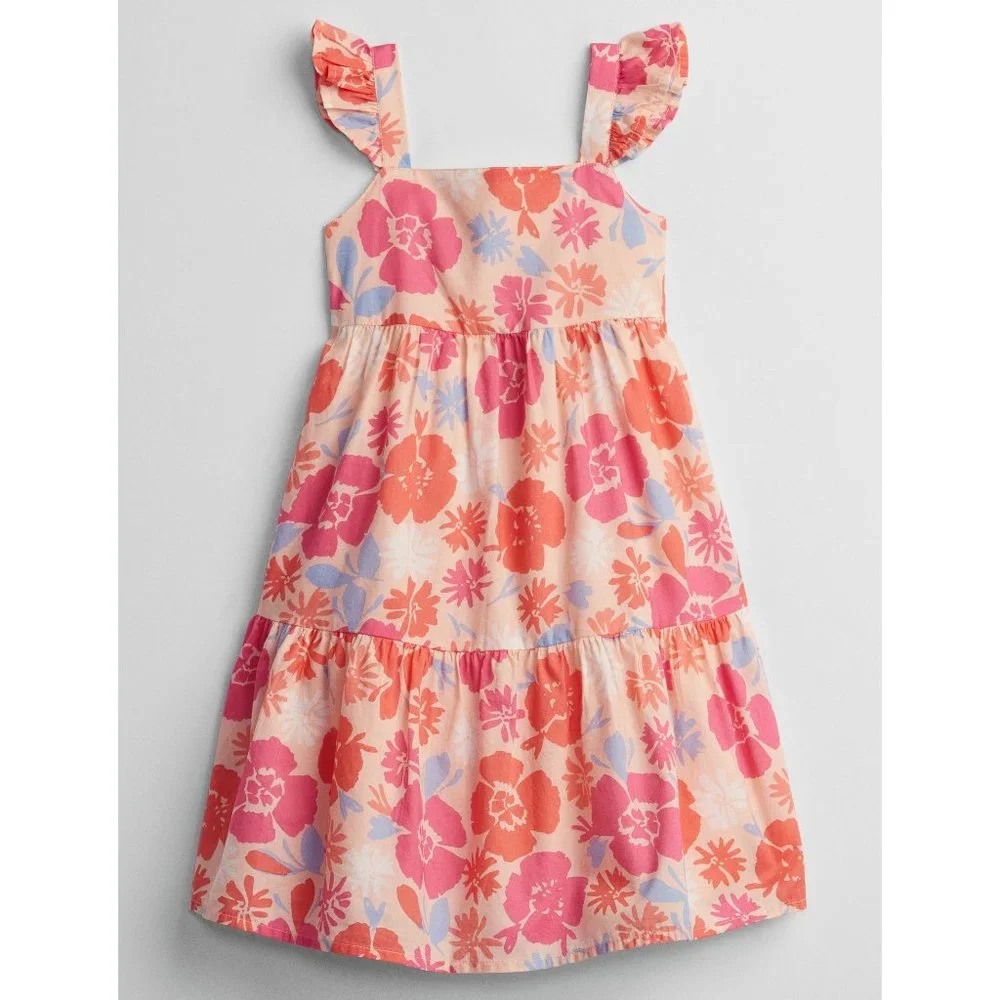 Gap Toddler Girls Hibiscus Tropical Floral Flutter Cotton Maxi Summer Dress
